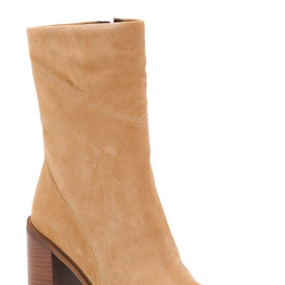 NEW FRANCO SARTO Stevie Suede Heel Booties Heel Booties beige for women 462tn - Picture 4 of 7